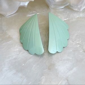 Mint Green Enamel Shell Shape Earrings Summer Fun